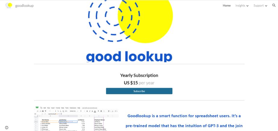 Goodlookup - AI Excel Formula Generators