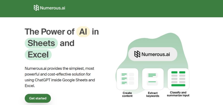 Numerous.ai - AI Excel Formula Generators