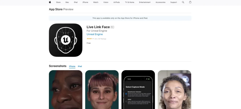 Face Mocap Software - Unreal Live Link Face
