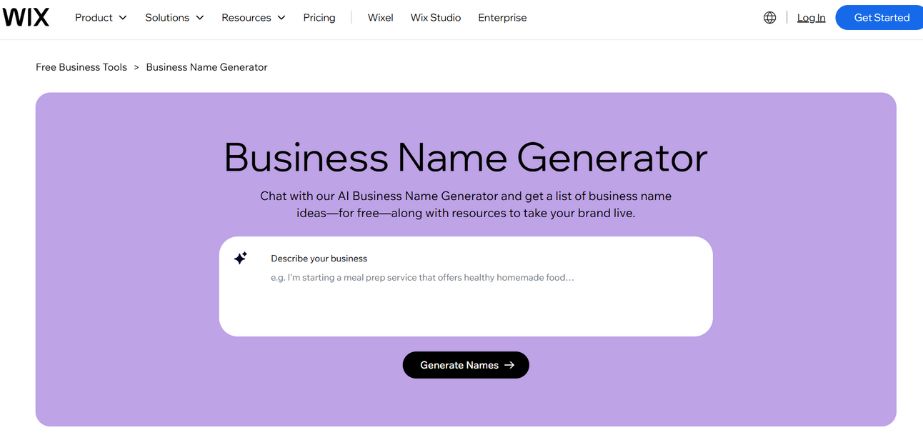 Wix - AI Business Name Generators