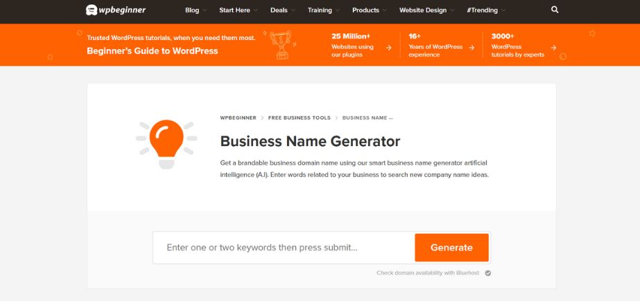 Wpbeginner - AI Business Name Generators