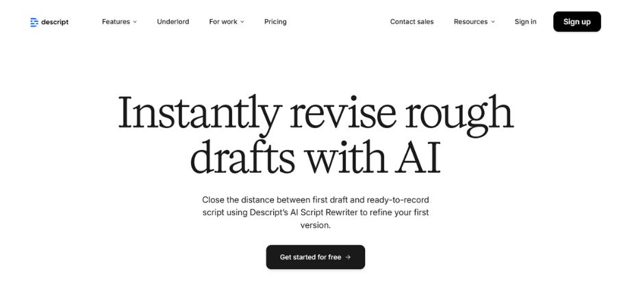 Descript - Best AI Rewriter Tools