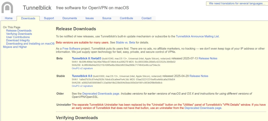 VPN for macOS - Tunnelblick