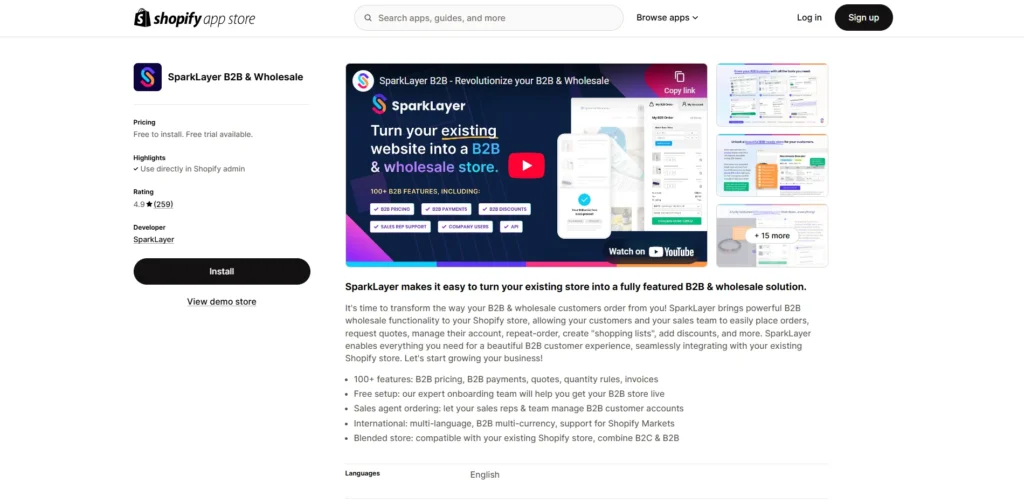 Shopify Wholesale Apps - SparkLayer B2B & Wholesale