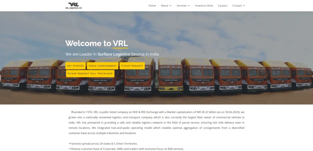 Logistics Companies in India - VRL Logistics Ltd