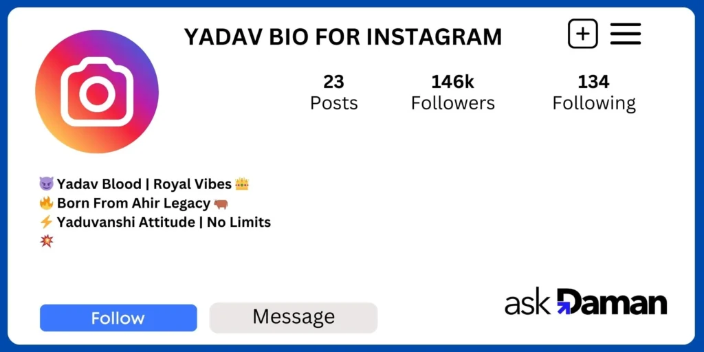 Yadav Bio for Instagram
