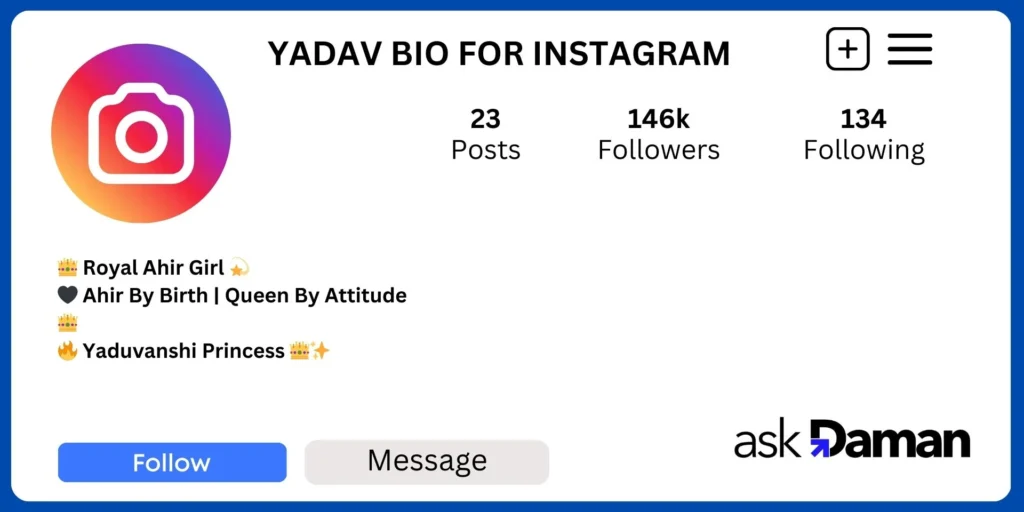 Yadav Bio for Instagram