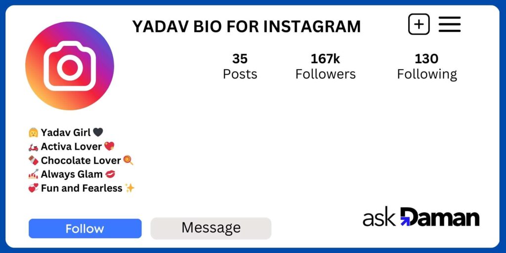 Yadav Bio For Insatagram