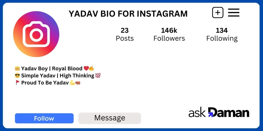 Yadav Bio for Instagram