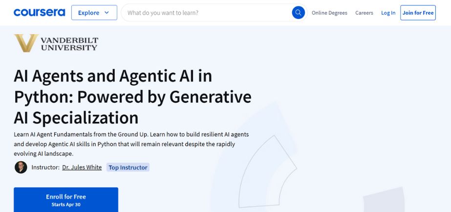 AI Training Online - AI Agents and Agentic AI in Python – Vanderbilt University