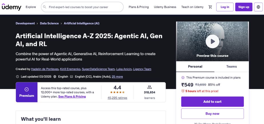 AI Training Online - Artificial Intelligence A-Z 2025_ Agentic AI, Gen AI, and RL - Udemy