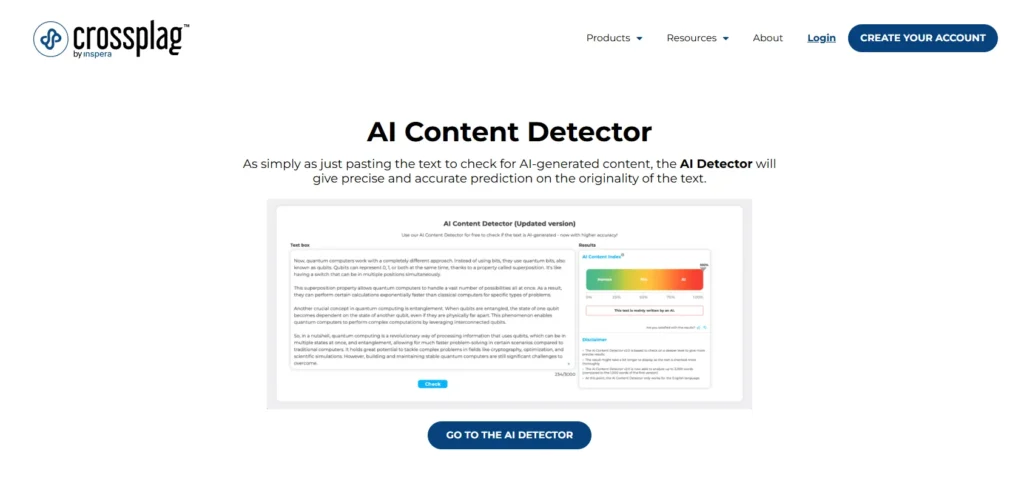 AI content detector - Crossplag AI Detector
