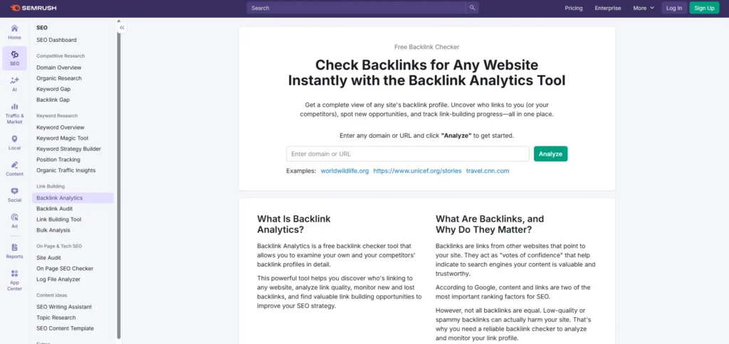 Backlink Analysis Tool - SEMrush