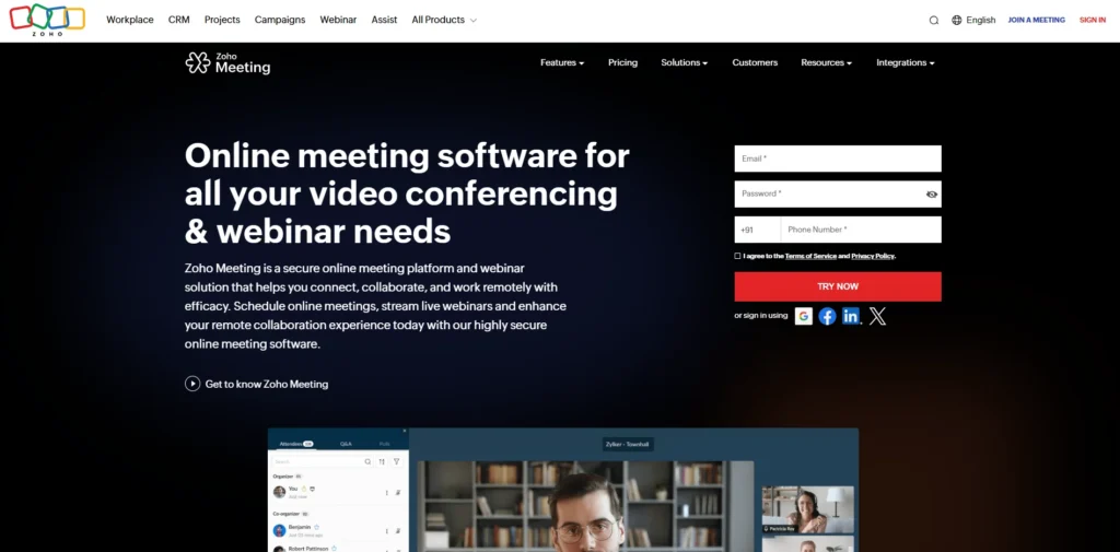 Video Conferencing Software - Zoho Meeting