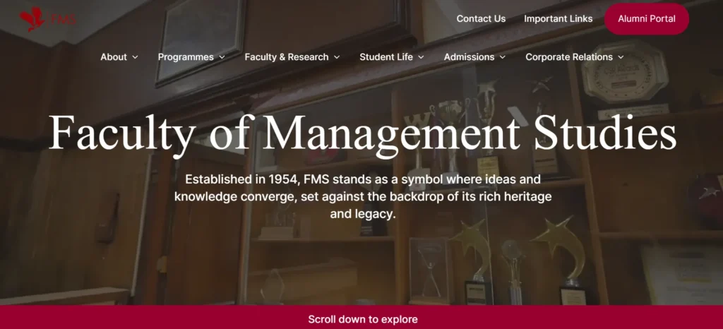 Faculty of Management Studies (FMS), University of Delhi - MBA Colleges in Delhi