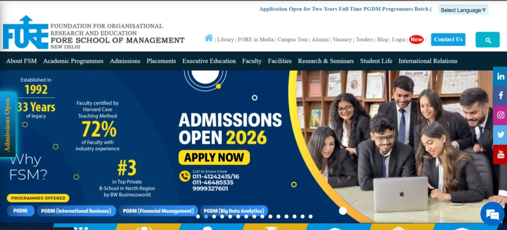 Fore School of Management, New Delhi. - MBA College in Delhi