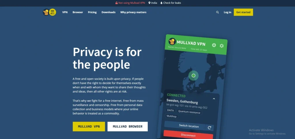 Top 10 Fastest VPN For Windows in 2026 (Speed-Tested Picks) VPN for Windows- Mullvad VPN