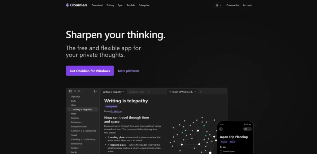 Free Knowledge Base Software-Obsidian